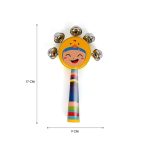 LittleLoot Baby Handle Jingle Bell Rattle – Soft Grip Wooden Sensory Toy with Gentle Jingle Sounds | Colorful Round Face Rattle for Infants & Toddlers | Safe Non-Toxic Baby Activity Gear (Random Color 1pc) - Image 4