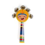LittleLoot Baby Handle Jingle Bell Rattle – Soft Grip Wooden Sensory Toy with Gentle Jingle Sounds | Colorful Round Face Rattle for Infants & Toddlers | Safe Non-Toxic Baby Activity Gear (Random Color 1pc) - Image 3