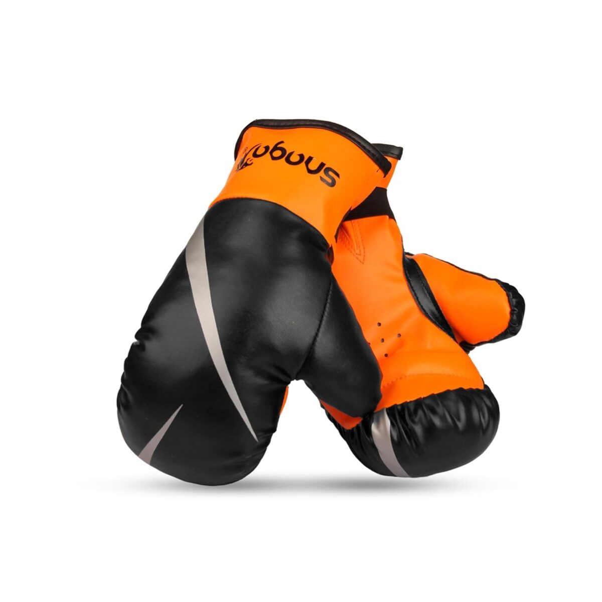 LittleLoot Snaga Kids Boxing Kit – Complete Set with Gloves, Adjustable Head Guard & Punching Bag – Durable PU – Orange & Black – Ages 3-10 – Unisex Boys & Girls (Black-Orange) - Image 4