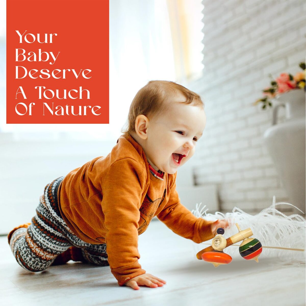 Click to see full view LittleLoot Wooden Bambaram Combo – Handcrafted Traditional Spinning Top Toy for Babies & Toddlers, Eco-Friendly, Non-Toxic, Supports Motor Skills & Hand-Eye Coordination, Baby Activity Gear Gift - Image 2