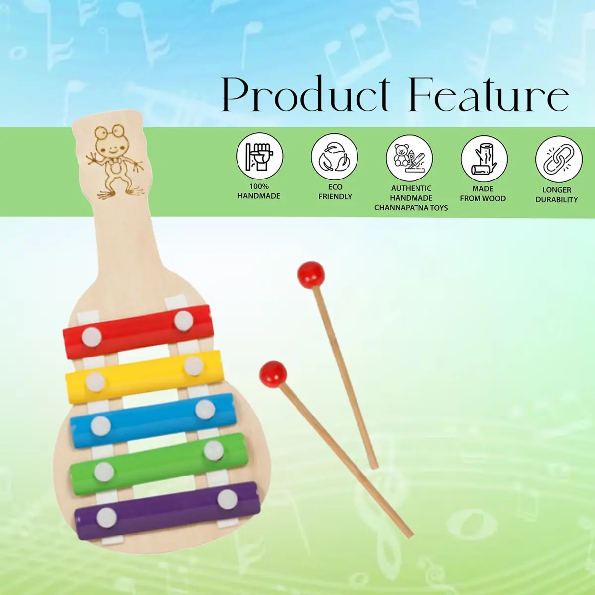 LittleLoot Handcrafted Wooden Xylophone for Kids – Non-Toxic, Eco-Friendly Musical Toy & First Sound Instrument for Early Learning, Sensory Development & Fun Play (Ages 4+) - Image 4